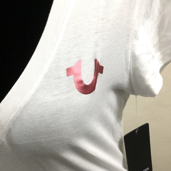 NWT True Religion white POP Buddha slim V neck tee - Picture 5 of 10